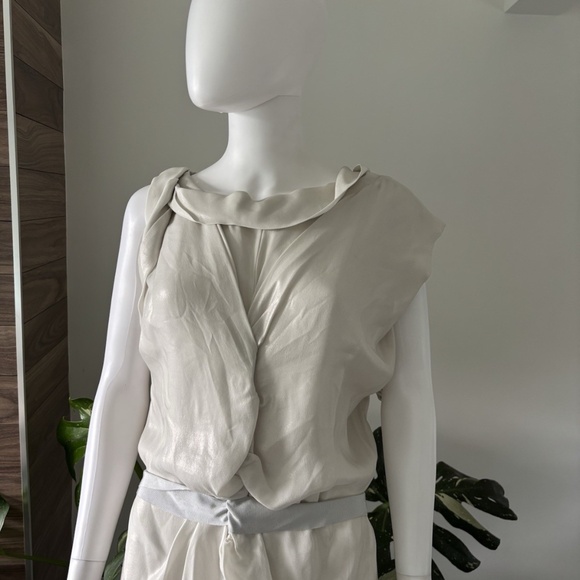 Sharon Wauchob Silk - Lurex Dress Belted NEW Sz 34 Women's Made in France❤️ - Picture 2 of 12